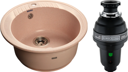 Комплект Мойка GranFest Rondo GF-R520 светло-розовая + Измельчитель Bone Crusher BC 1000-AS