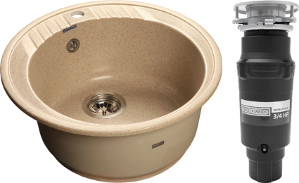 Комплект Мойка GranFest Rondo GF-R520 песочный + Измельчитель Bone Crusher BC 910-SL-Slim Line