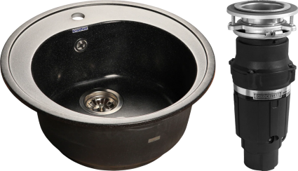 Комплект Мойка GranFest Rondo GF-R510 черная + Измельчитель Bone Crusher BC 610-AS