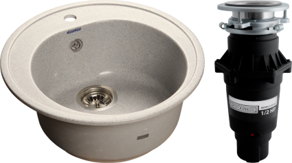 Комплект Мойка GranFest Rondo GF-R510 серый + Измельчитель Bone Crusher BC 810-SL Slim Line