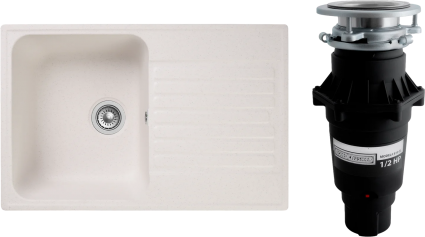 Комплект Мойка GranFest Quarz Z78 белый + Измельчитель Bone Crusher BC 810-SL Slim Line