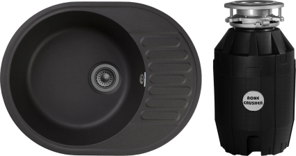 Комплект Мойка GranFest Quarz Z58 черный + Измельчитель Bone Crusher BC 810-AS