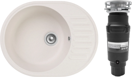 Комплект Мойка GranFest Quarz Z58 белый + Измельчитель Bone Crusher BC 910-SL-Slim Line