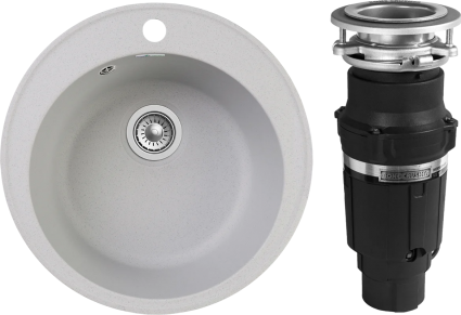 Комплект Мойка GranFest Quarz Z08 серый + Измельчитель Bone Crusher BC 610-AS