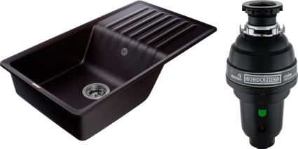 Комплект Мойка GranFest Quarz Z 73 черная + Измельчитель Bone Crusher BC 1000-AS