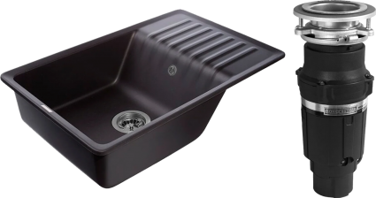 Комплект Мойка GranFest Quarz Z 72 черная + Измельчитель Bone Crusher BC 610-AS