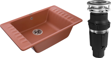 Комплект Мойка GranFest Quarz Z 71 терракот + Измельчитель Bone Crusher BC 610-AS