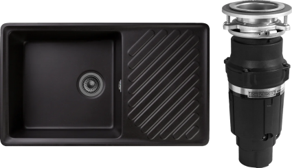 Комплект Мойка GranFest Quarz Z 53 черная + Измельчитель Bone Crusher BC 610-AS