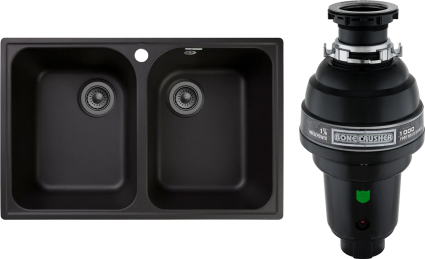 Комплект Мойка GranFest Quarz Z 15 черная + Измельчитель Bone Crusher BC 1000-AS