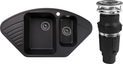 Комплект Мойка GranFest Quarz Z 14 черная + Измельчитель Bone Crusher BC 610-AS