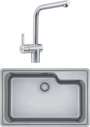 Комплект Мойка Franke Bell ВСX 610-74 TL нержавеющая сталь + Смеситель Atlas Neo нержавеющая сталь