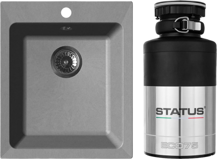 Комплект Мойка GranFest Practik GF-P505 серый + Измельчитель Status ECO 75