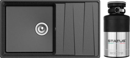 Комплект Мойка GranFest Level LV-860 L черная + Измельчитель Status ECO 75