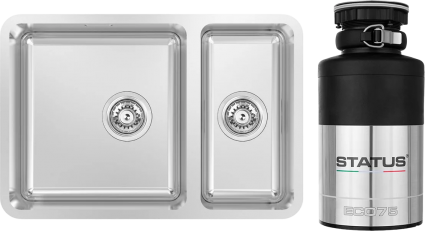 Комплект Мойка Kantera Zeffiro ZFR180L diamond + Измельчитель Status ECO 75