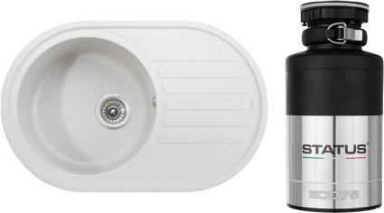 Комплект Мойка Kaiser KGM-7750-W белая + Измельчитель Status ECO 75