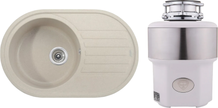 Комплект Мойка Kaiser KGM-7750-S песочная + Измельчитель Status Premium 350