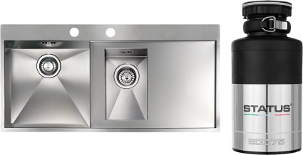 Комплект Мойка Reginox Ontario 1.5 LUX OKG left L сталь + Измельчитель Status ECO 75