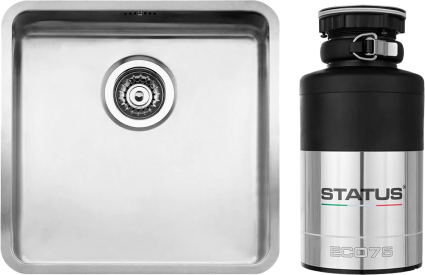 Комплект Мойка Reginox Ohio Cuadrat LUX OKG L 40x40 сталь + Измельчитель Status ECO 75