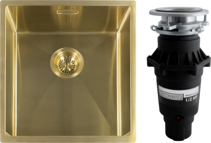 Комплект Мойка Reginox Miami 3,5" PVD 40x40 gold + Измельчитель Bone Crusher BC 810-SL Slim Line