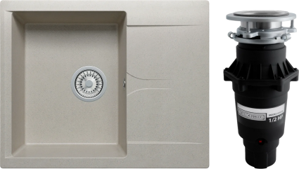 Комплект Мойка Polygran Gals 620 серая + Измельчитель Bone Crusher BC 810-SL Slim Line
