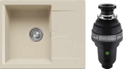 Комплект Мойка Polygran Gals 620 опал + Измельчитель Bone Crusher BC 1000-AS