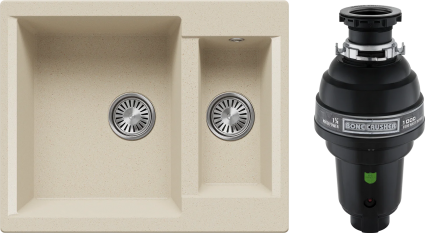 Комплект Мойка Polygran Brig 620 опал + Измельчитель Bone Crusher BC 1000-AS