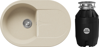 Комплект Мойка Polygran Atol 855540 опал + Измельчитель Bone Crusher BC 810-AS
