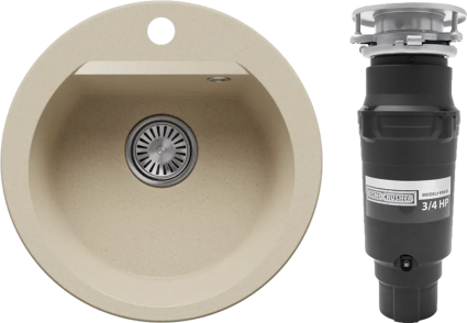 Комплект Мойка Polygran Atol 855519 опал + Измельчитель Bone Crusher BC 910-SL-Slim Line