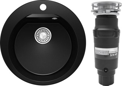 Комплект Мойка Polygran Atol 854802 космос + Измельчитель Bone Crusher BC 910-SL-Slim Line