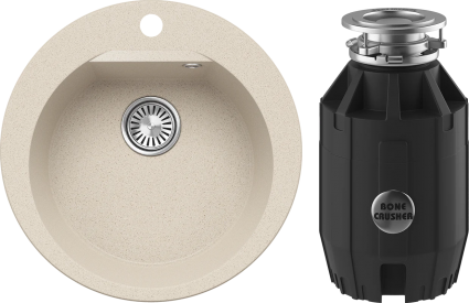 Комплект Мойка Polygran Atol 854796 кремовая + Измельчитель Bone Crusher BC 910-AS