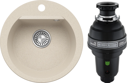Комплект Мойка Polygran Atol 854758 кремовая + Измельчитель Bone Crusher BC 1000-AS