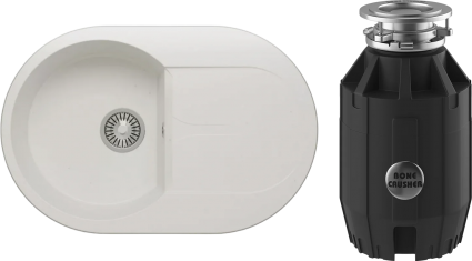Комплект Мойка Polygran Atol 679030 белый хлопок + Измельчитель Bone Crusher BC 910-AS