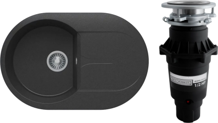 Комплект Мойка Polygran Atol 679016 черная + Измельчитель Bone Crusher BC 810-SL Slim Line