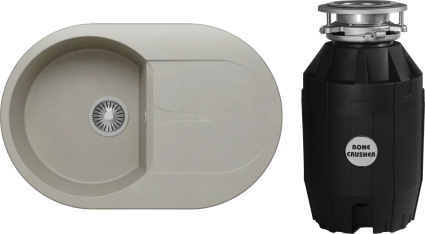 Комплект Мойка Polygran Atol 679009 серая + Измельчитель Bone Crusher BC 810-AS