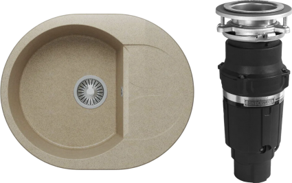 Комплект Мойка Polygran Atol 678989 песочная + Измельчитель Bone Crusher BC 610-AS