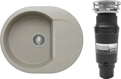 Комплект Мойка Polygran Atol 678941 серая + Измельчитель Bone Crusher BC 910-SL-Slim Line