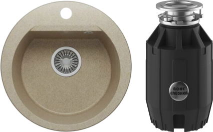Комплект Мойка Polygran Atol 678927 песочная + Измельчитель Bone Crusher BC 910-AS