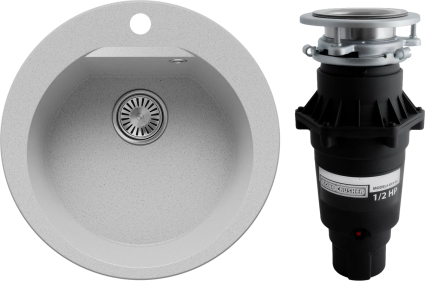 Комплект Мойка Polygran Atol 854789 светло-серая + Измельчитель Bone Crusher BC 810-SL Slim Line