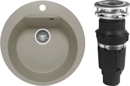 Комплект Мойка Polygran Atol 678880 серая + Измельчитель Bone Crusher BC 610-AS