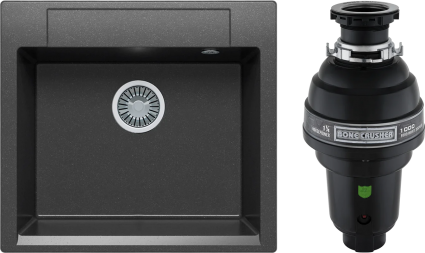 Комплект Мойка Polygran Argo 560 черная + Измельчитель Bone Crusher BC 1000-AS