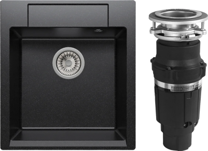 Комплект Мойка Polygran Argo 460 чёрная + Измельчитель Bone Crusher BC 610-AS