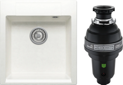 Комплект Мойка Polygran Argo 460 белый хлопок + Измельчитель Bone Crusher BC 1000-AS