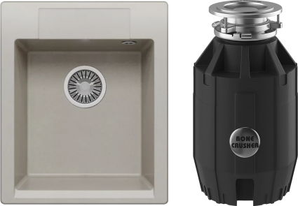 Комплект Мойка Polygran Argo 420 серая + Измельчитель Bone Crusher BC 910-AS