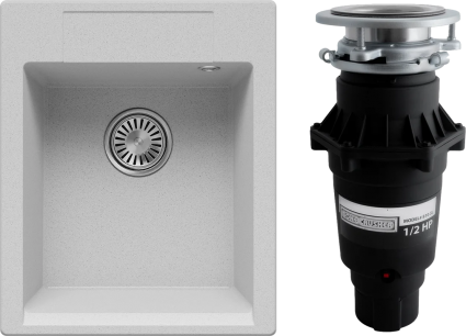 Комплект Мойка Polygran Argo 420 светло-серая + Измельчитель Bone Crusher BC 810-SL Slim Line