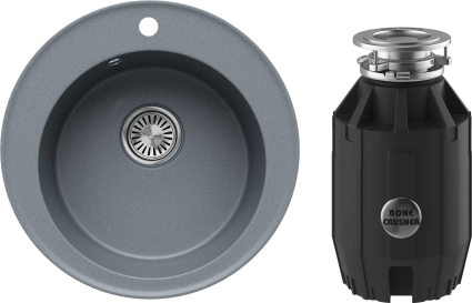 Комплект Мойка Tolero Classic R-108 грей + Измельчитель Bone Crusher BC 910-AS