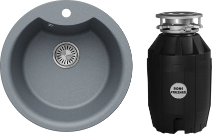 Комплект Мойка Tolero Classic R-108E грей + Измельчитель Bone Crusher BC 810-AS