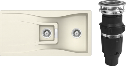 Комплект Мойка Schock Waterfall 60D (D-150) Cristadur магнолия + Измельчитель Bone Crusher BC 610-AS