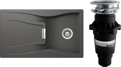 Комплект Мойка Schock Waterfall 45D (D-100) Cristadur серебристый камень + Измельчитель Bone Crusher BC 810-SL Slim Line