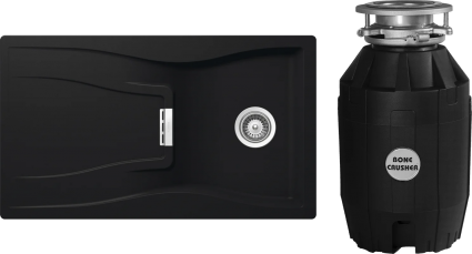 Комплект Мойка Schock Waterfall 45D (D-100) Cristadur пуро + Измельчитель Bone Crusher BC 810-AS