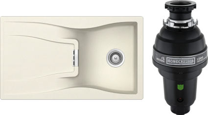 Комплект Мойка Schock Waterfall 45D (D-100) Cristadur магнолия, интегрированная + Измельчитель Bone Crusher BC 1000-AS
